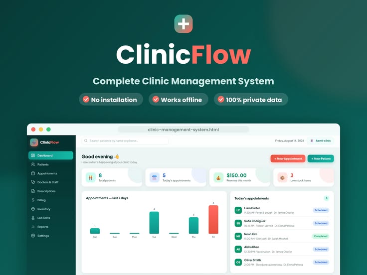 ClinicaCare - Clinic & Patient Management System